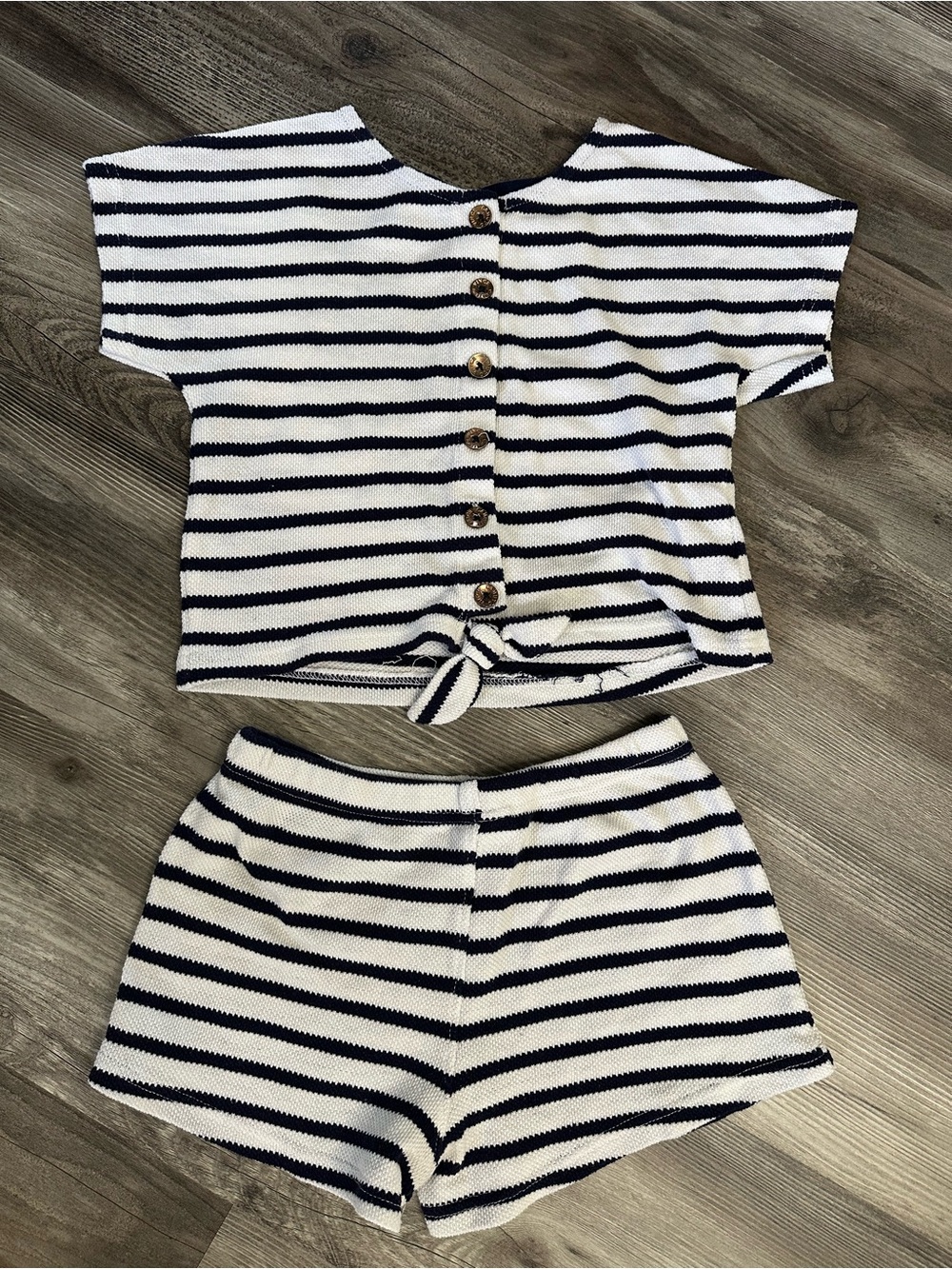 Vince Camuto Striped Navy & White Knit Top and Shorts Set - Kids